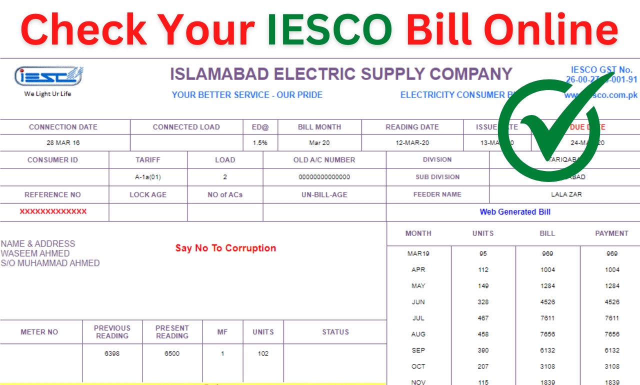 IESCO Bill Check Online